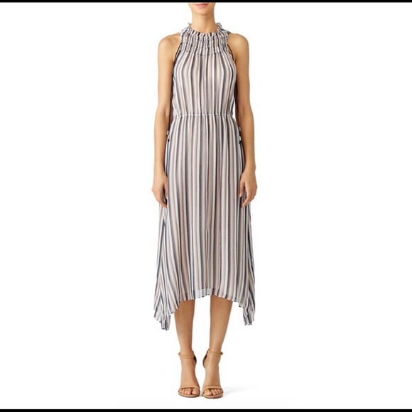 10 Crosby Derek Lam Dresses & Skirts - Derek Lam 10 Crosby - Striped Handkerchief Halter Silk Chiffon Midi Dress